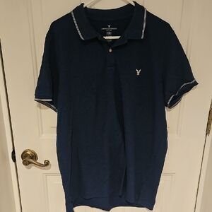 Aerie Navy Polo Shirt with White Accents